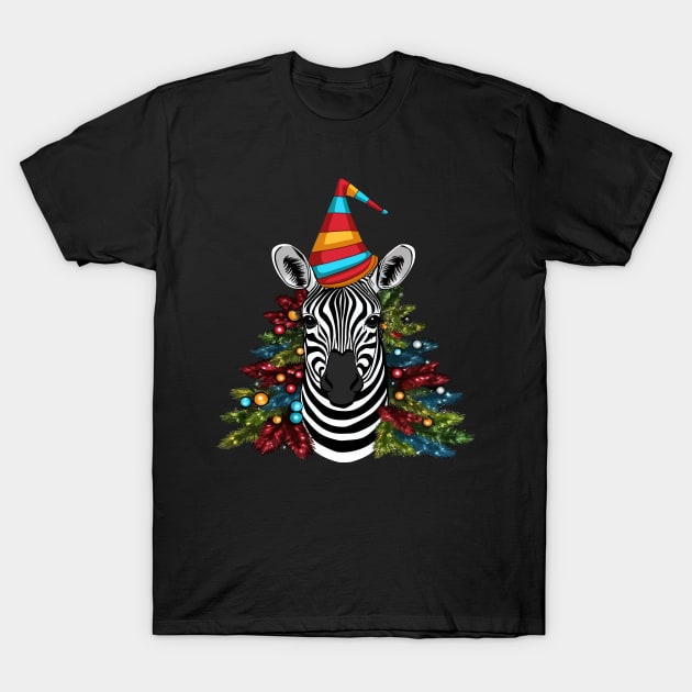 Zebra Christmas T-Shirt by JH Mart